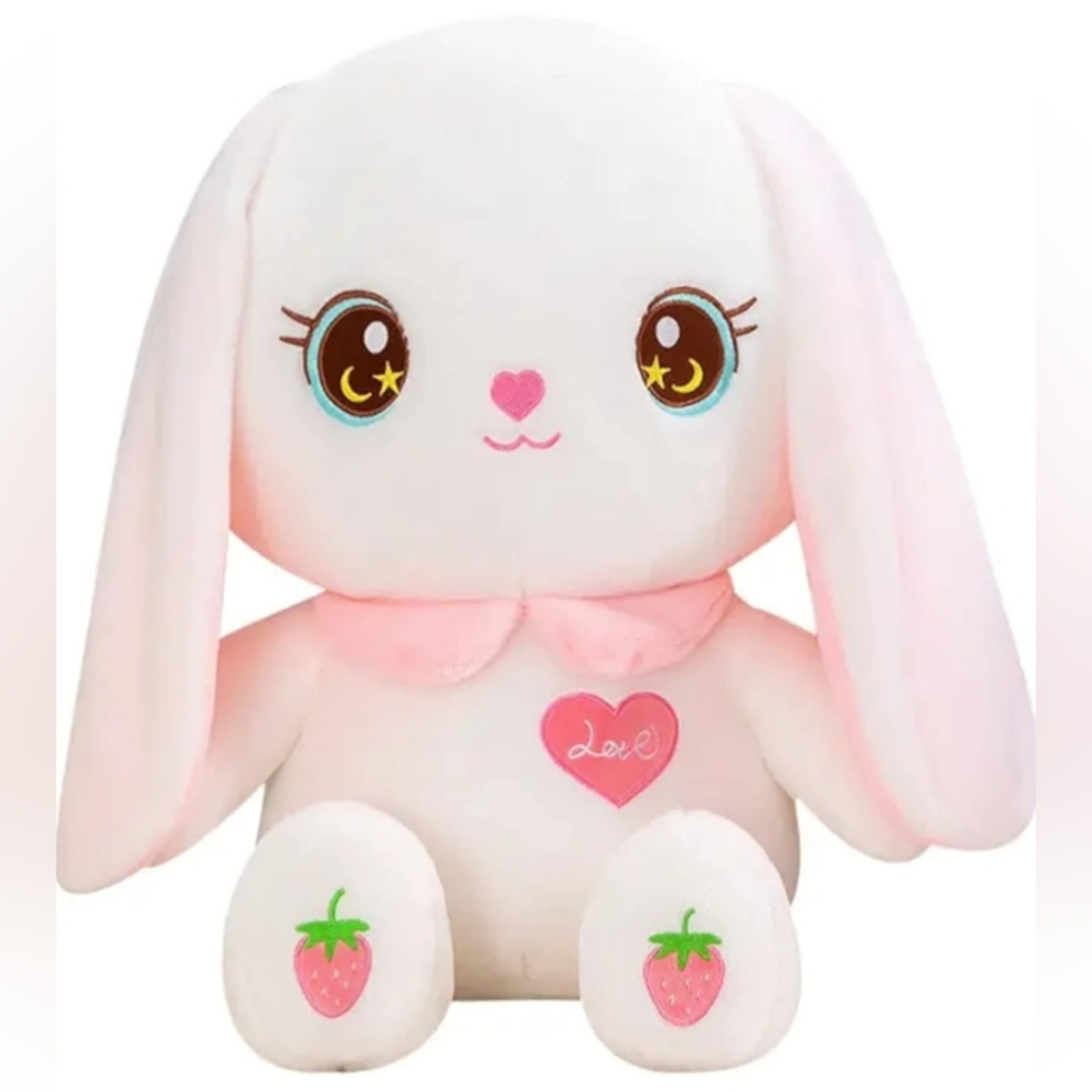 Squishy Squad,big, white and pink, fluffy soft bunny. New. Perfect Easter Gift.